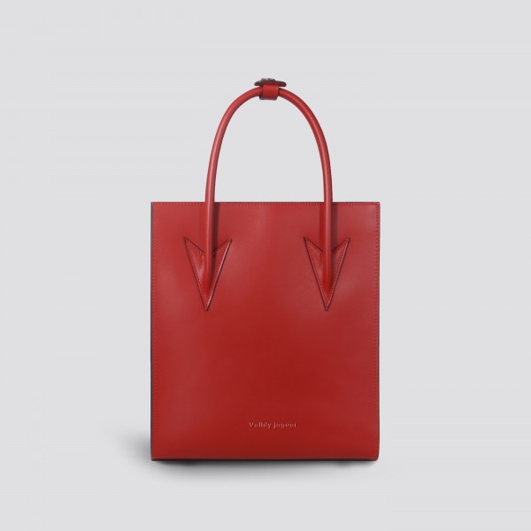 Fleche Rose Arrow Handle Tote Bag in red MM